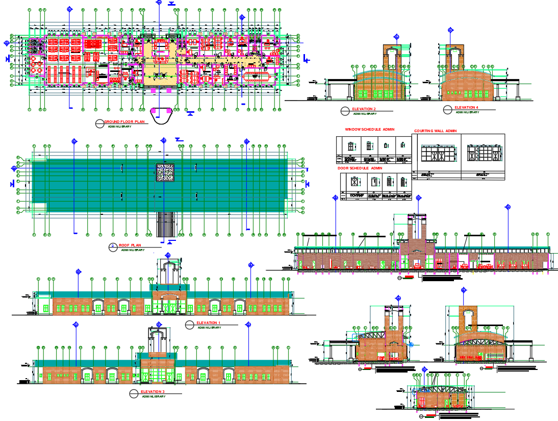 Admin Library Building Design with AutoCAD Drawings