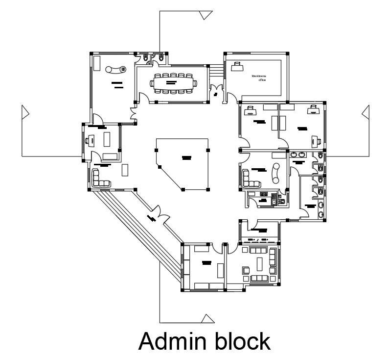 Administration Office Layout Plan Drawing Download DWG File