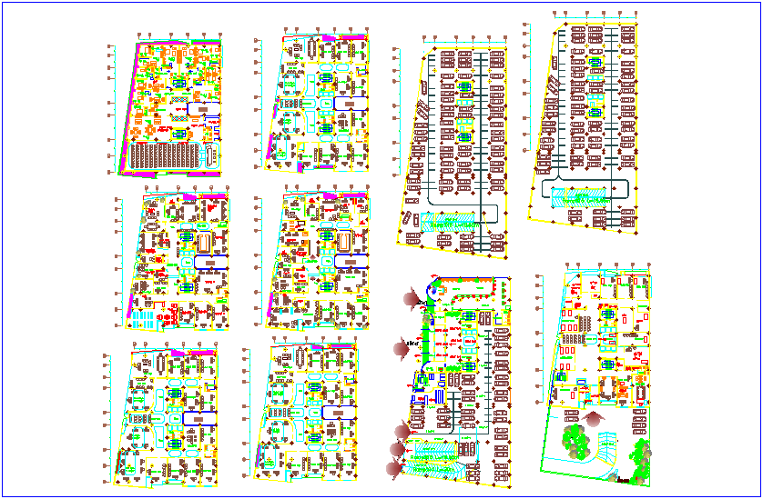 Administrative building floor plan view dwg file