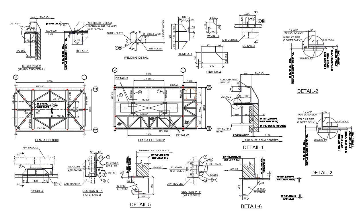 Air Pre Heater Plan And Section Drawing