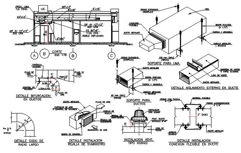 Airconditioning  installation and support detail.