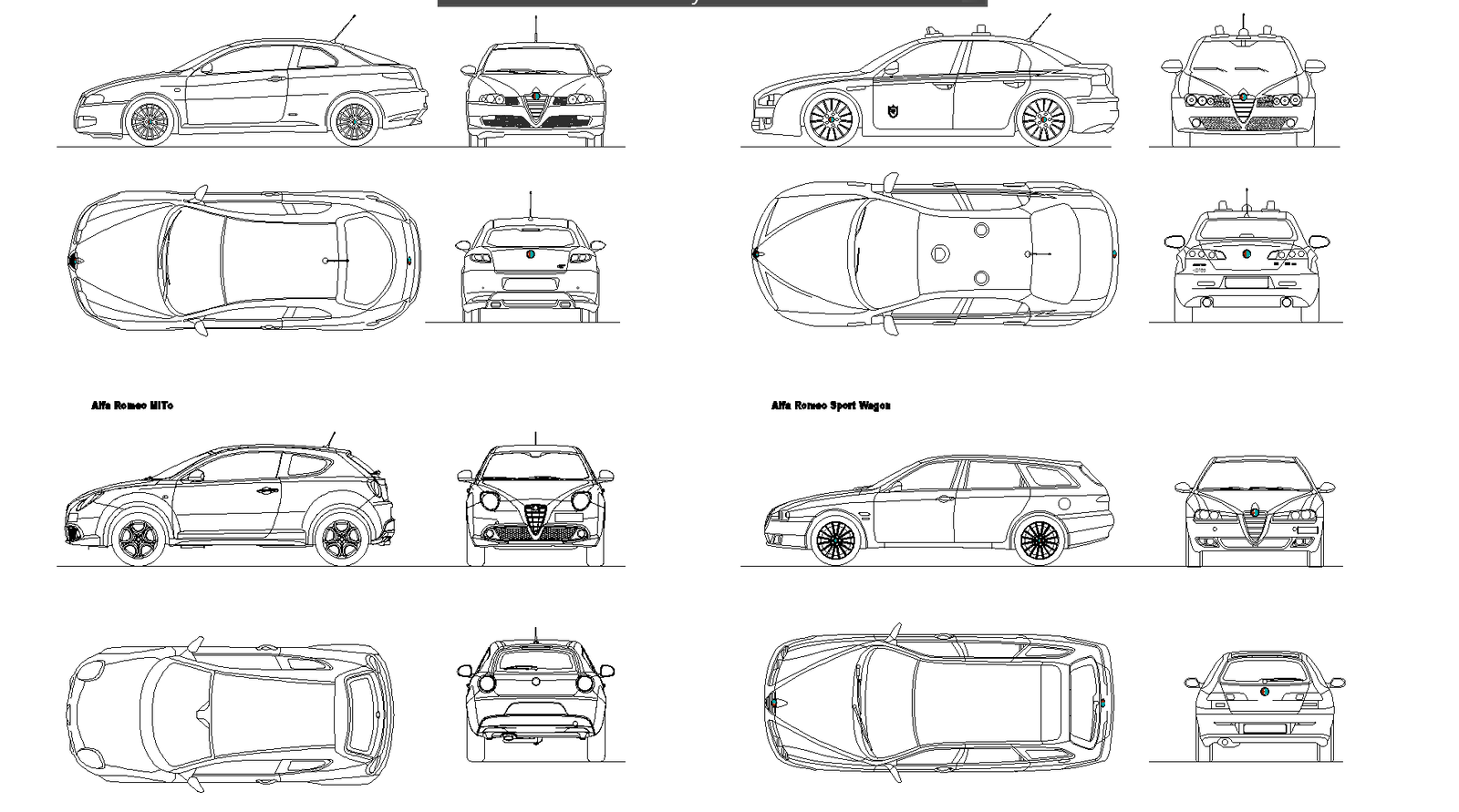 Alfa romeo plan detail dwg file.