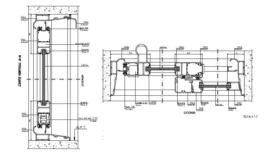 Aluminium Section Window In DWG File