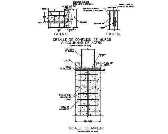 Anchors section detail dwg file