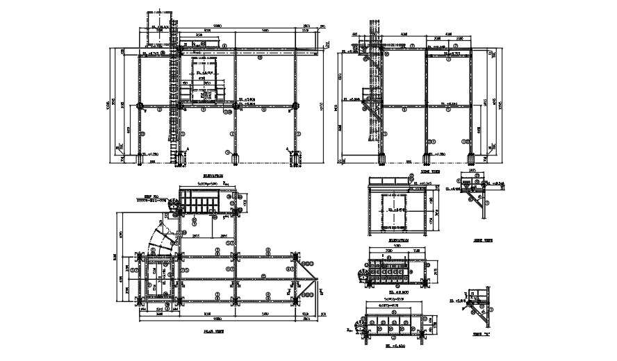 An elevation view of the building structure 