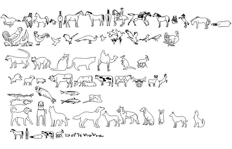 Animal and bird blocks design CAD block dwg file