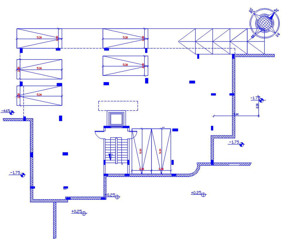 Apartment Basement Parking Plan With Ramp Design DWG File