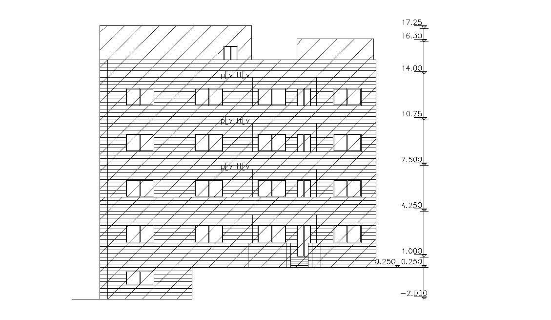 Apartment Building Front Elevation Design DWG 