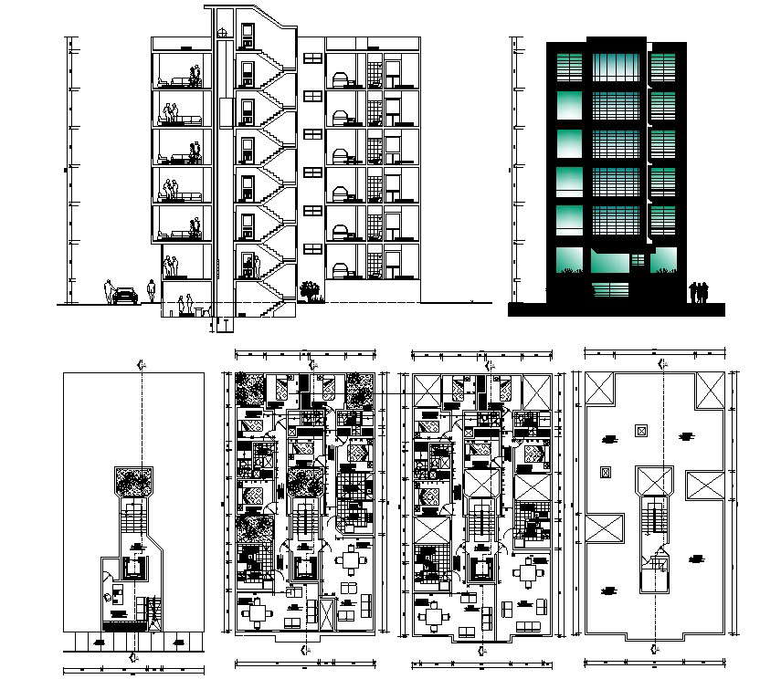 Apartment Building Project Plan DWG File