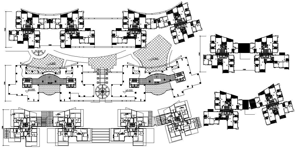 Apartment Cluster Plan Dwg File 