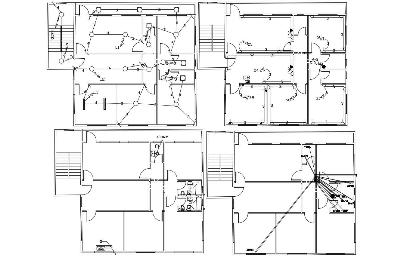 Apartment Design And Plumbing Electrical Layout Plan 