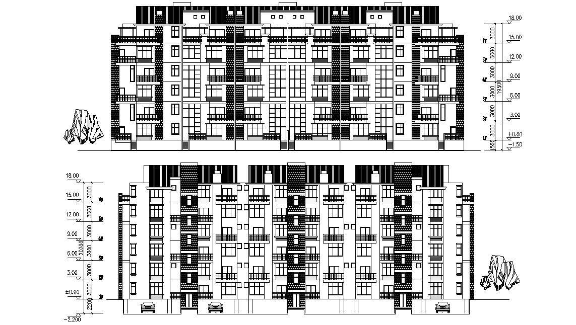 Apartment Elevation CAD Drawing File in DWG Format