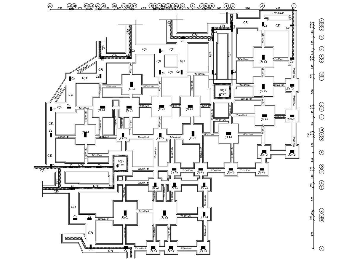 Apartment Foundation Layout Plan DWG File