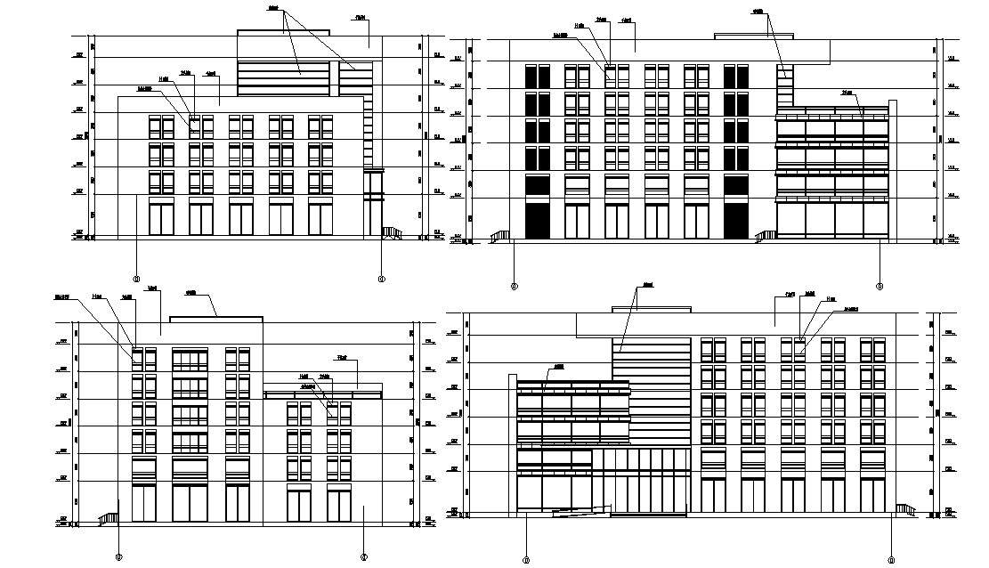 Apartment House Elevation Design DWG File