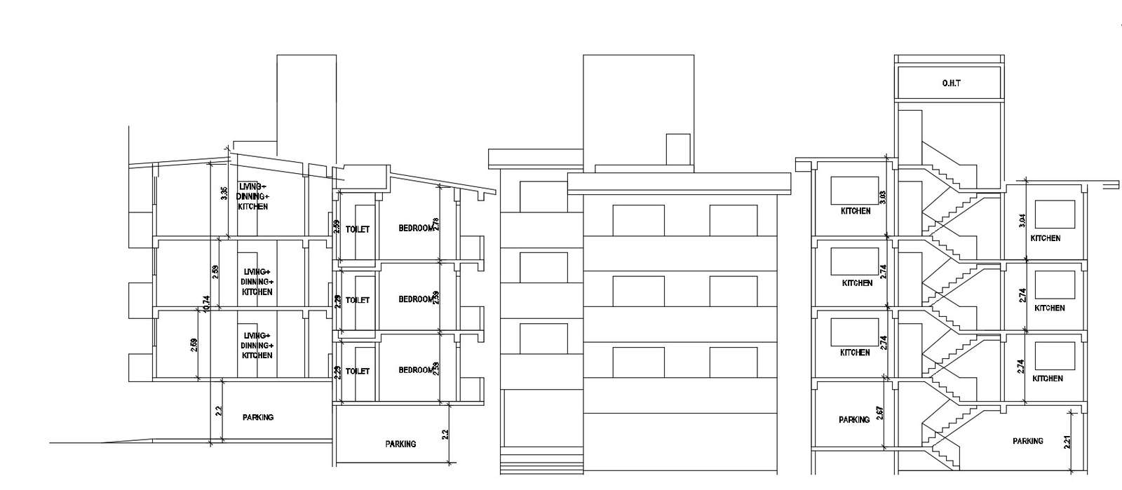 Apartment Section Elevation CAD Drawing