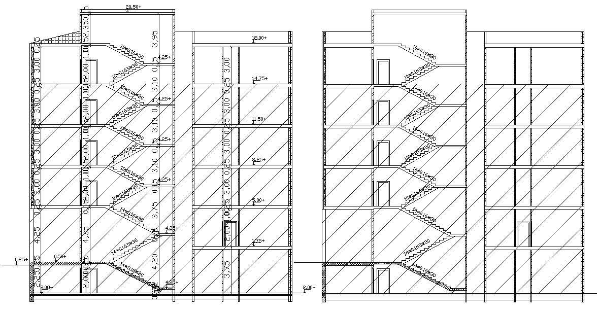 Apartment Sectional Design 2d Architecture CAD Drawing 