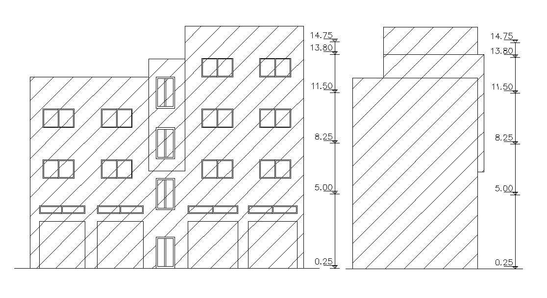 Apartment Simple Elevation Design CAD Drawing 