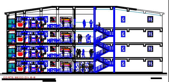 Apartment building 4 storeys 4 units per floor