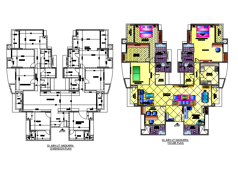 Apartment floor cad plan 