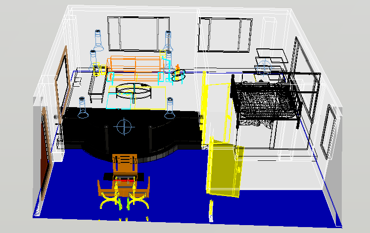 Apartment in 3 d plan detail dwg file