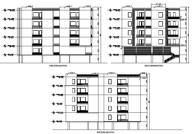 Apartment plan elevation detail dwg file