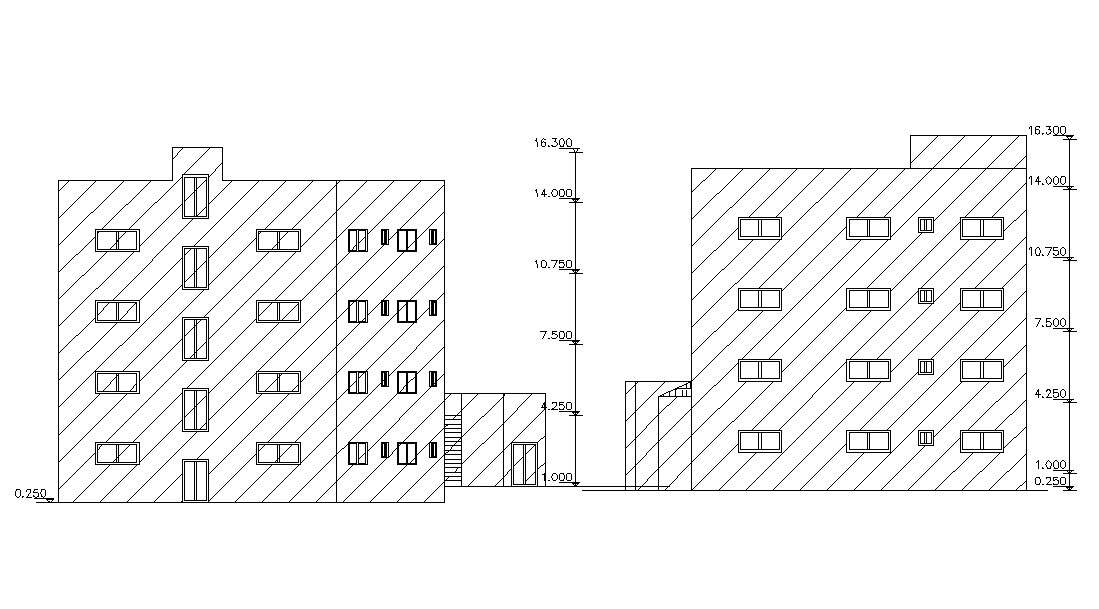 Apartment Building Elevation Design CAD File