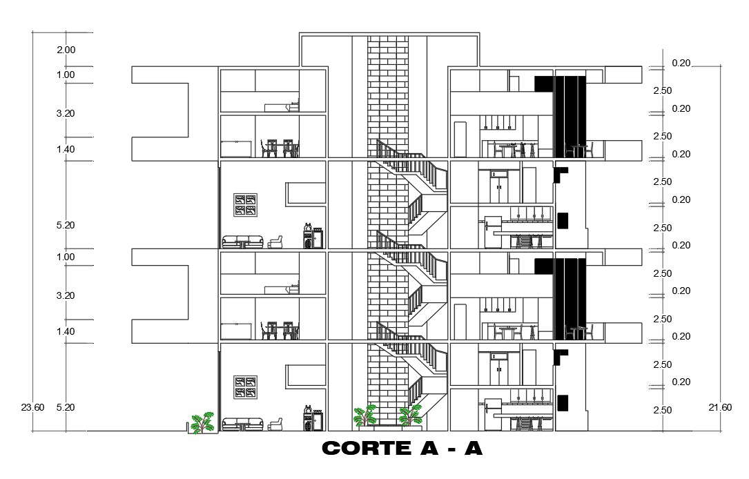 Apartment Building Section Drawing Download DWG File
