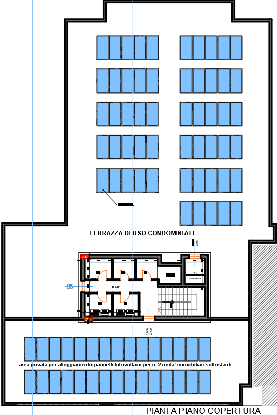 Apartment Roof Plan DWG with Solar Panel Layout