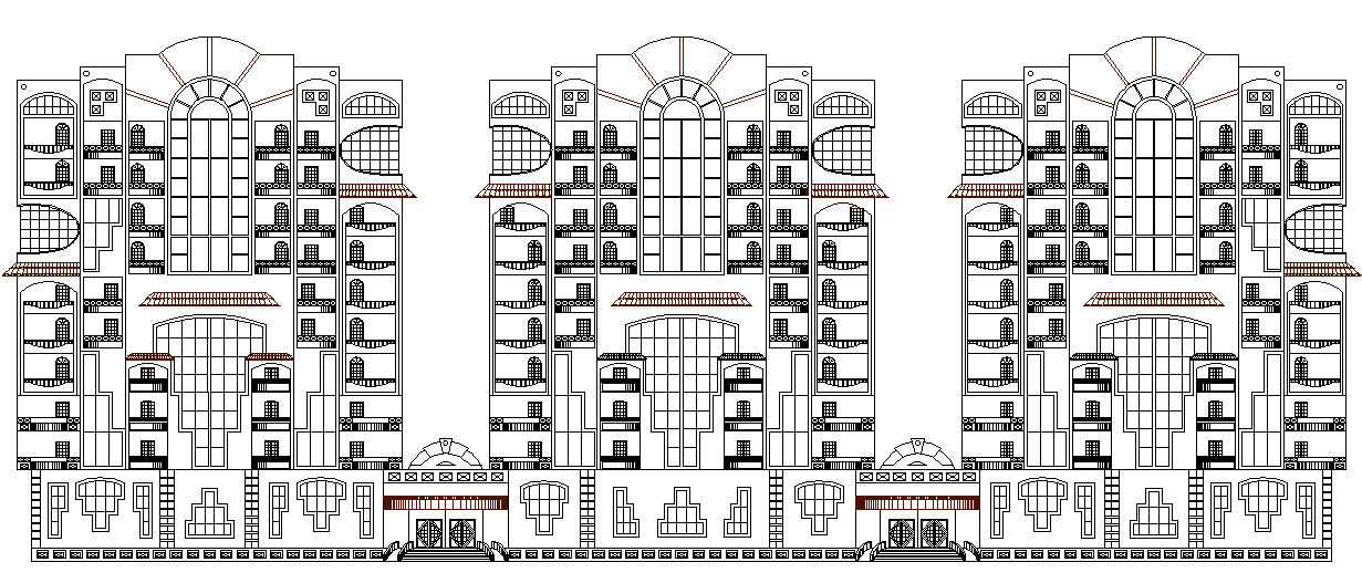 Apartments  front detailing 3d