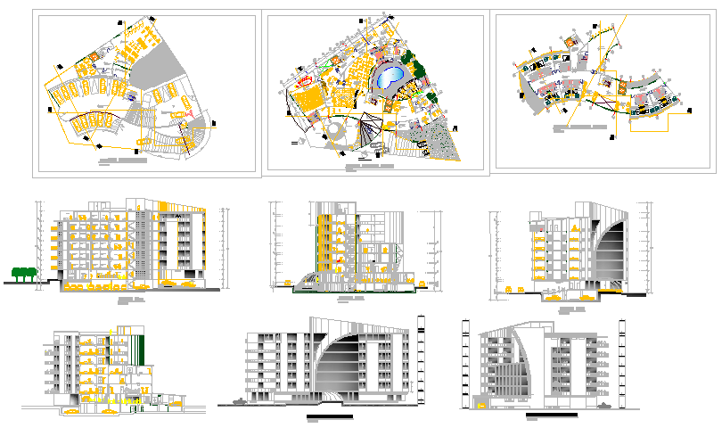 Architectural 3 Star hotel design drawing