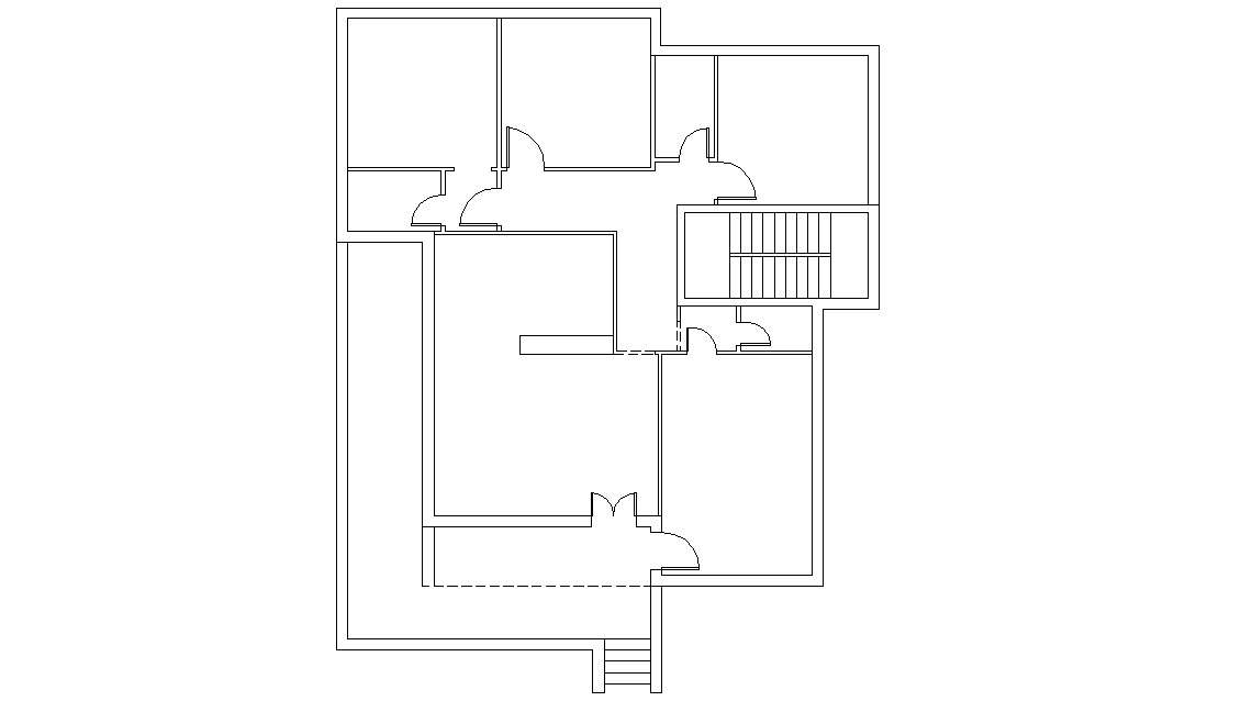 Architectural Simple Line Plan Of House Building Design CAD File 