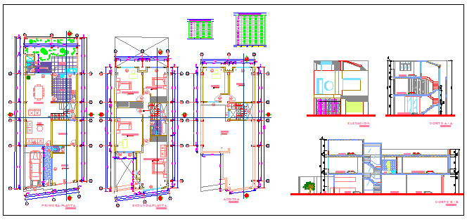 Architectural family housing design drawing