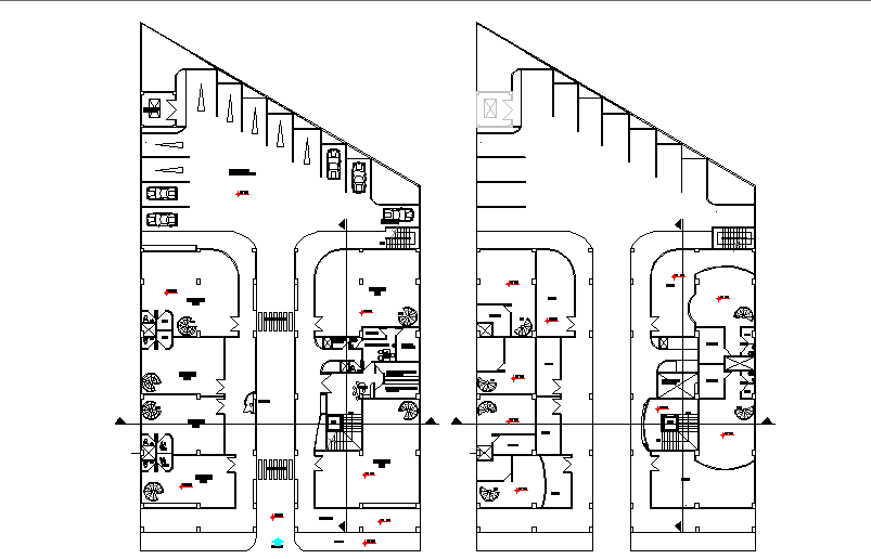 Architectural layout plan of a complex dwg file