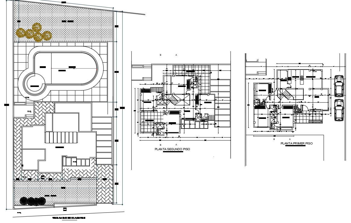 Two storey house plan with detail dimension in AutoCAD