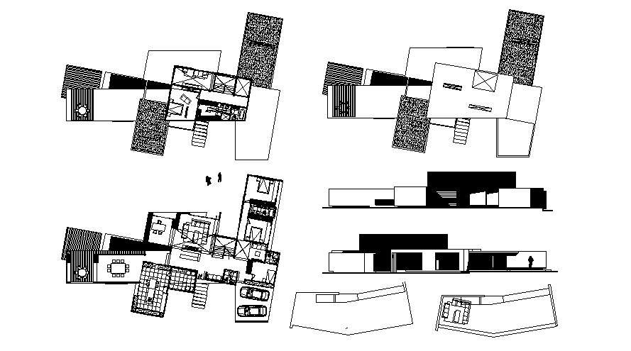 Bungalow Elevation Design In DWG File