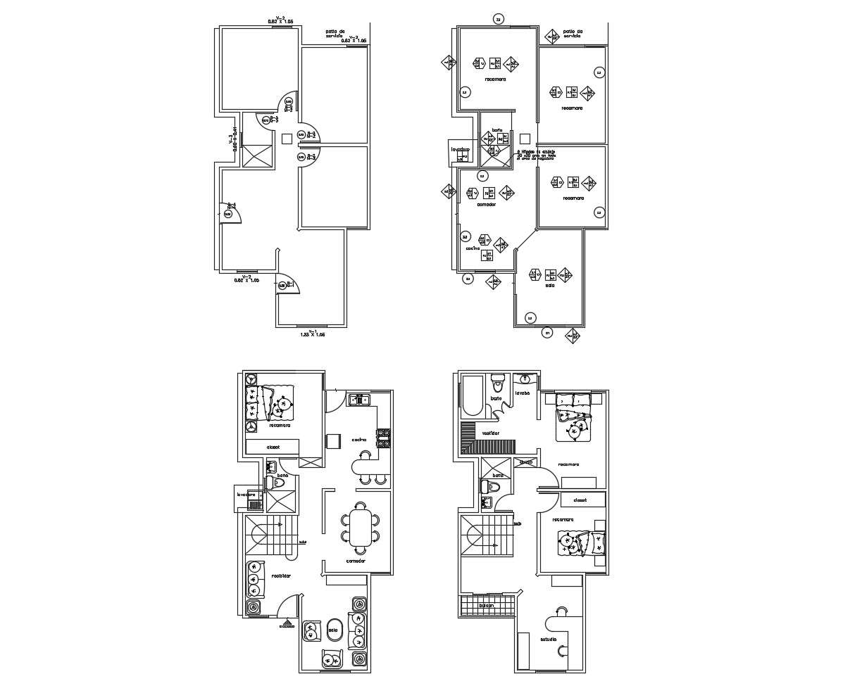 Architectural plan of house plan with detail dimension in dwg file