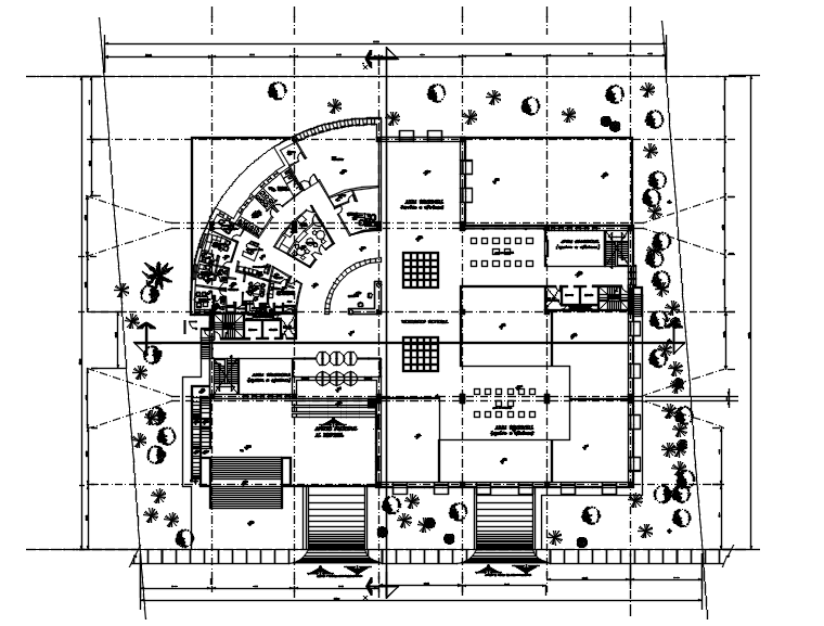 Architectural plan of office with interior design in AutoCAD