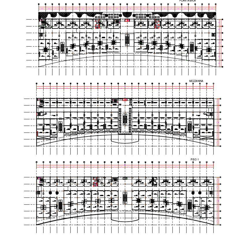 Architectural plans of resorts with detail dimension in AutoCAD file