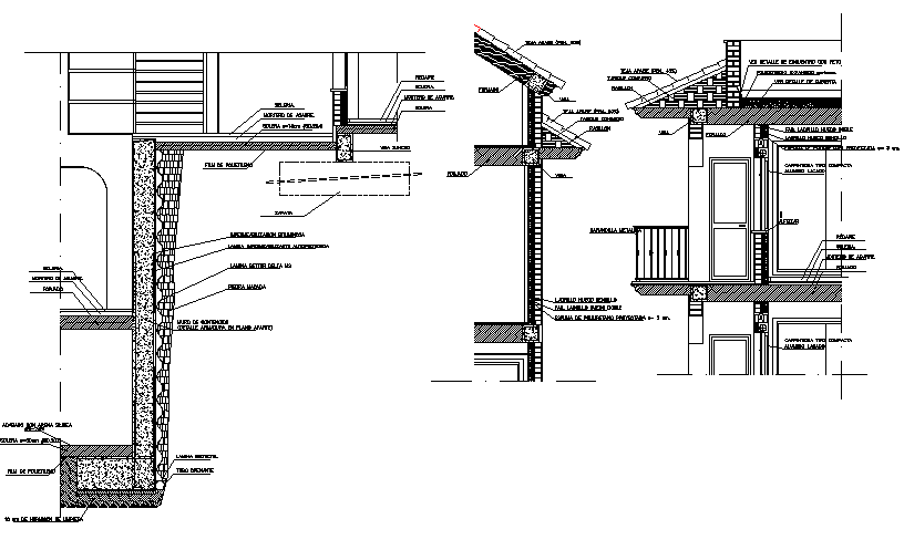 Architectural section abutment wall detail dwg file
