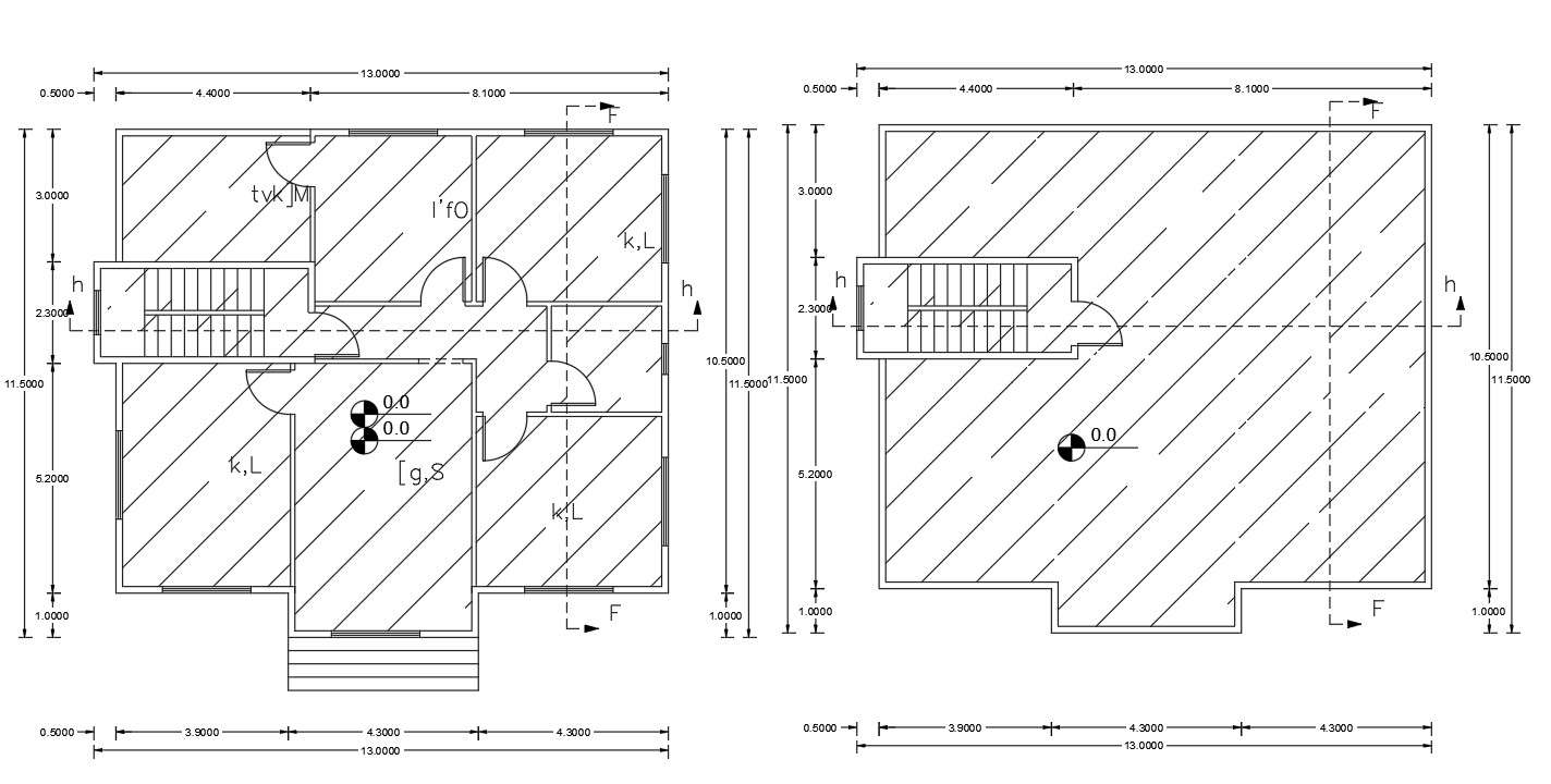 Architecture AutoCAD House Floor Plan Drawing