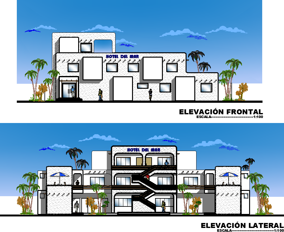 Architecture Hotel Project detail dwg file