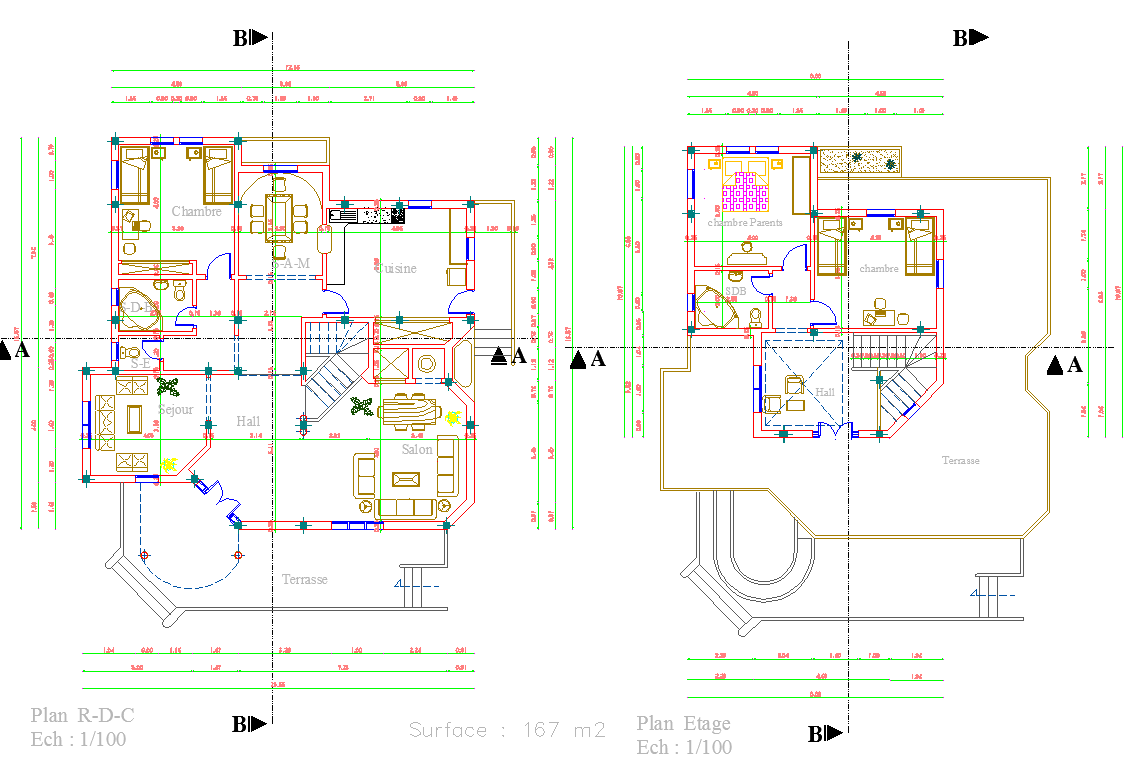 Architecture house project dwg file