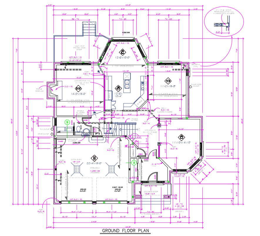 Architecture House Plan With Dimension Detail AutoCAD Drawing DWG File