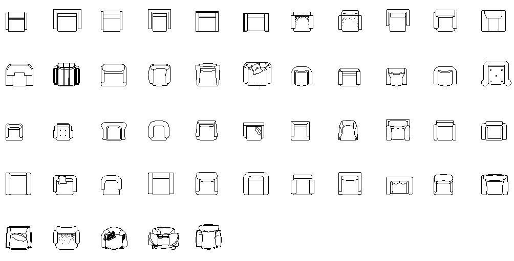 Armchairs plan dwg file