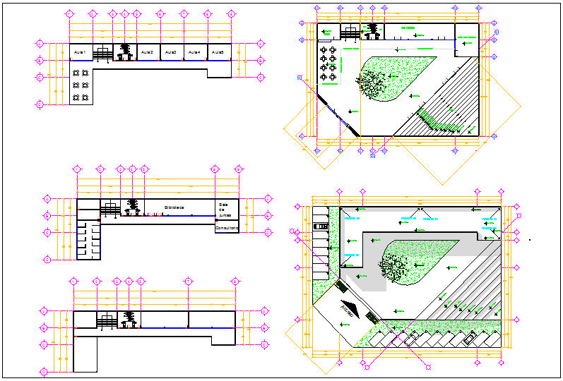 Arts school plan design view dwg file