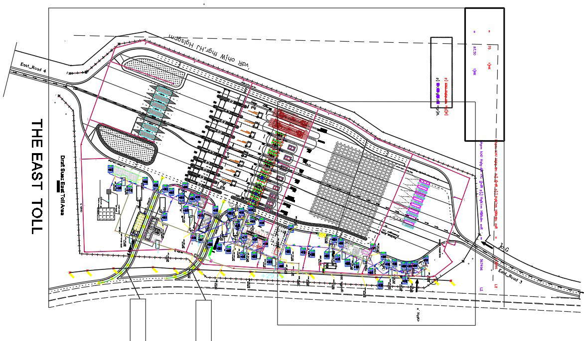 A toll road plan is given in the 2D Autocad DWG drawing file. Download the Autocad DWG drawing file.