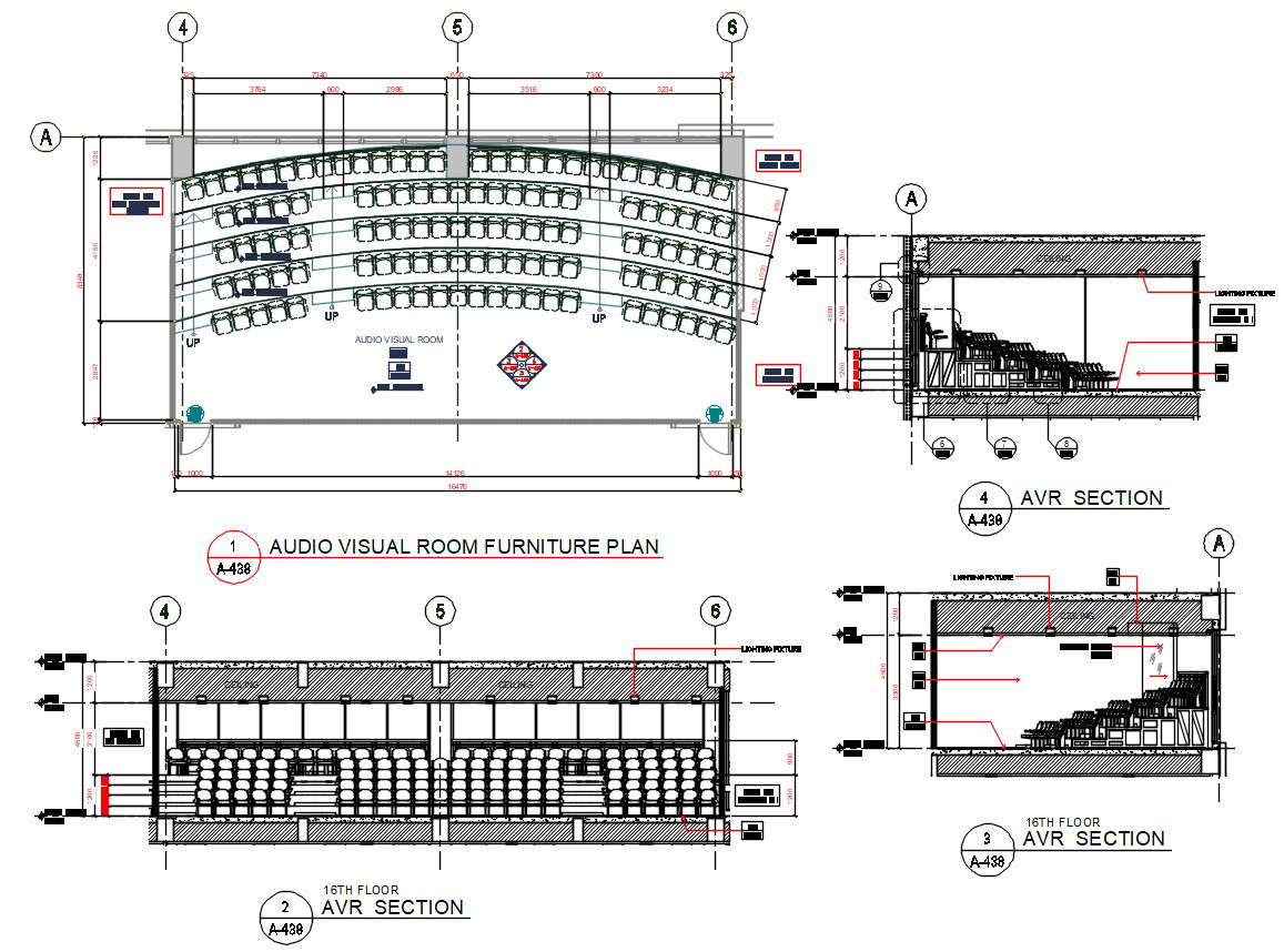 Audio Visual Room Furniture Plan AutoCAD File