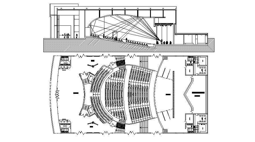 Auditorium Plan And Section DWG File