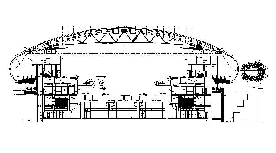 Auditorium Shed Roof Cross Section DWG File