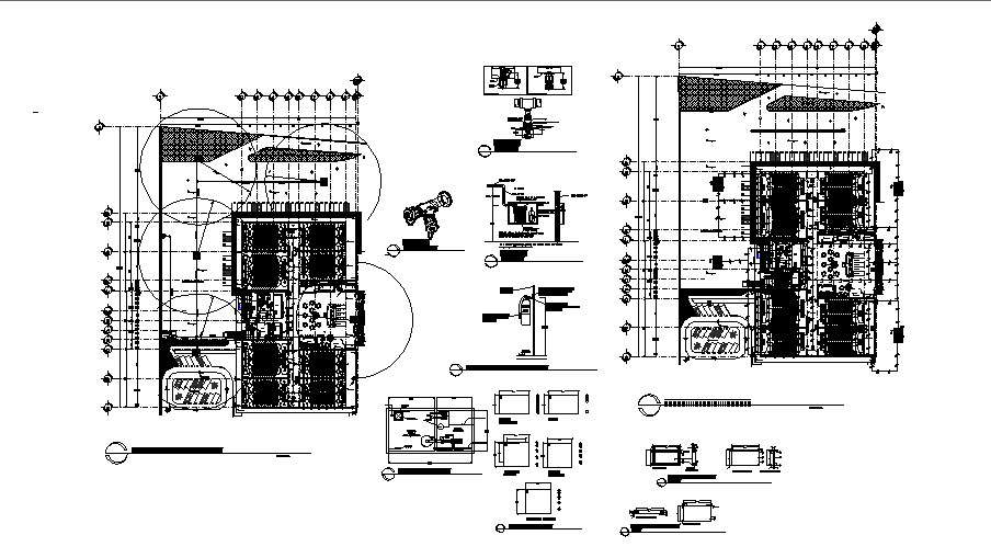 Auditorium hall distribution plan and water tank details dwg file